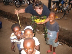 The local children with Stu. One called him a commando much to my amusement!